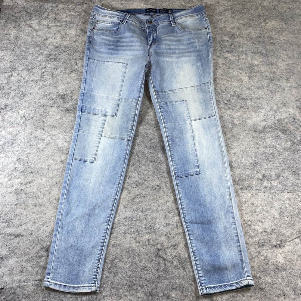 Ranbeeri Jeans Women's 13 Blue Light‎ Wash Denim Skinny 34 Patchwork Distressed